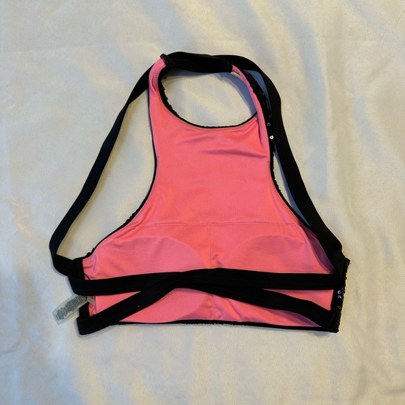 Victorias Secret PINK Black Sequin Swim Halter Top - SZ SMALL - Picture 3 of 7